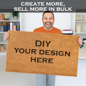 MAINEVENT blank doormat 30x17 coir texture close-up shows natural fibers for customization