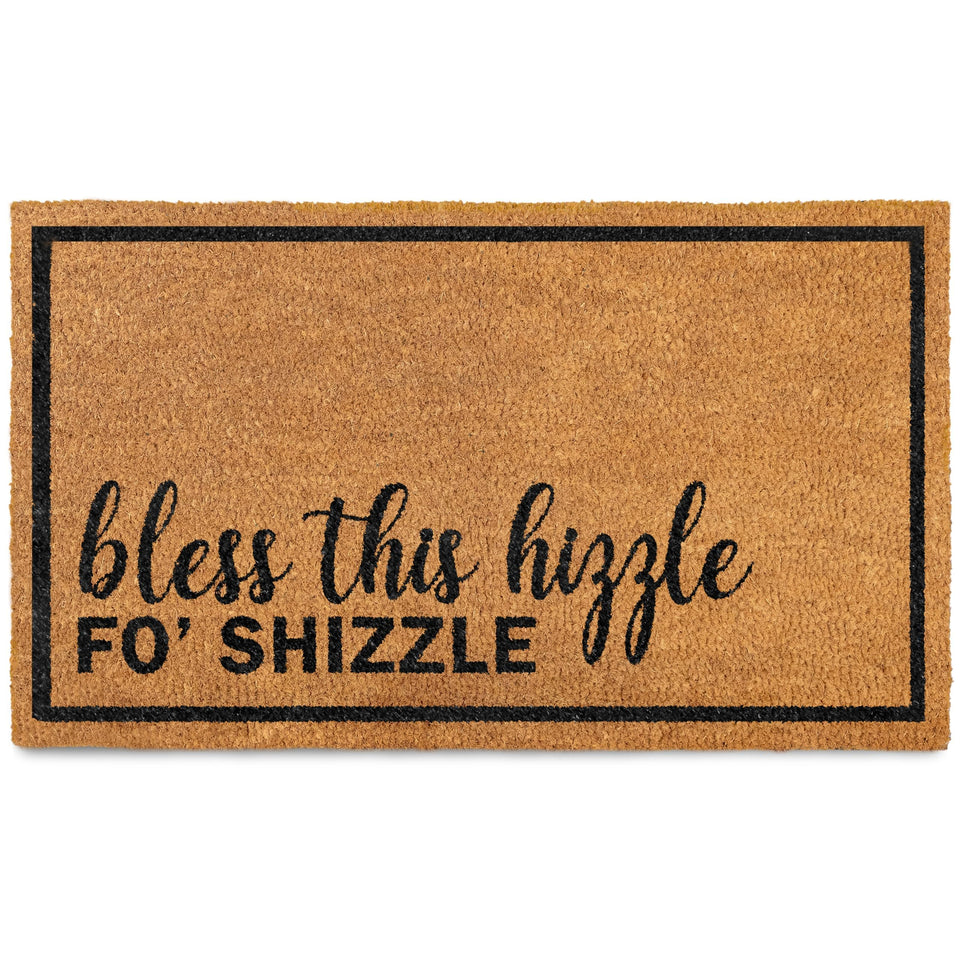 MAINEVENT Bless This Hizzle Fo Shizzle doormat at the front door with bold welcome