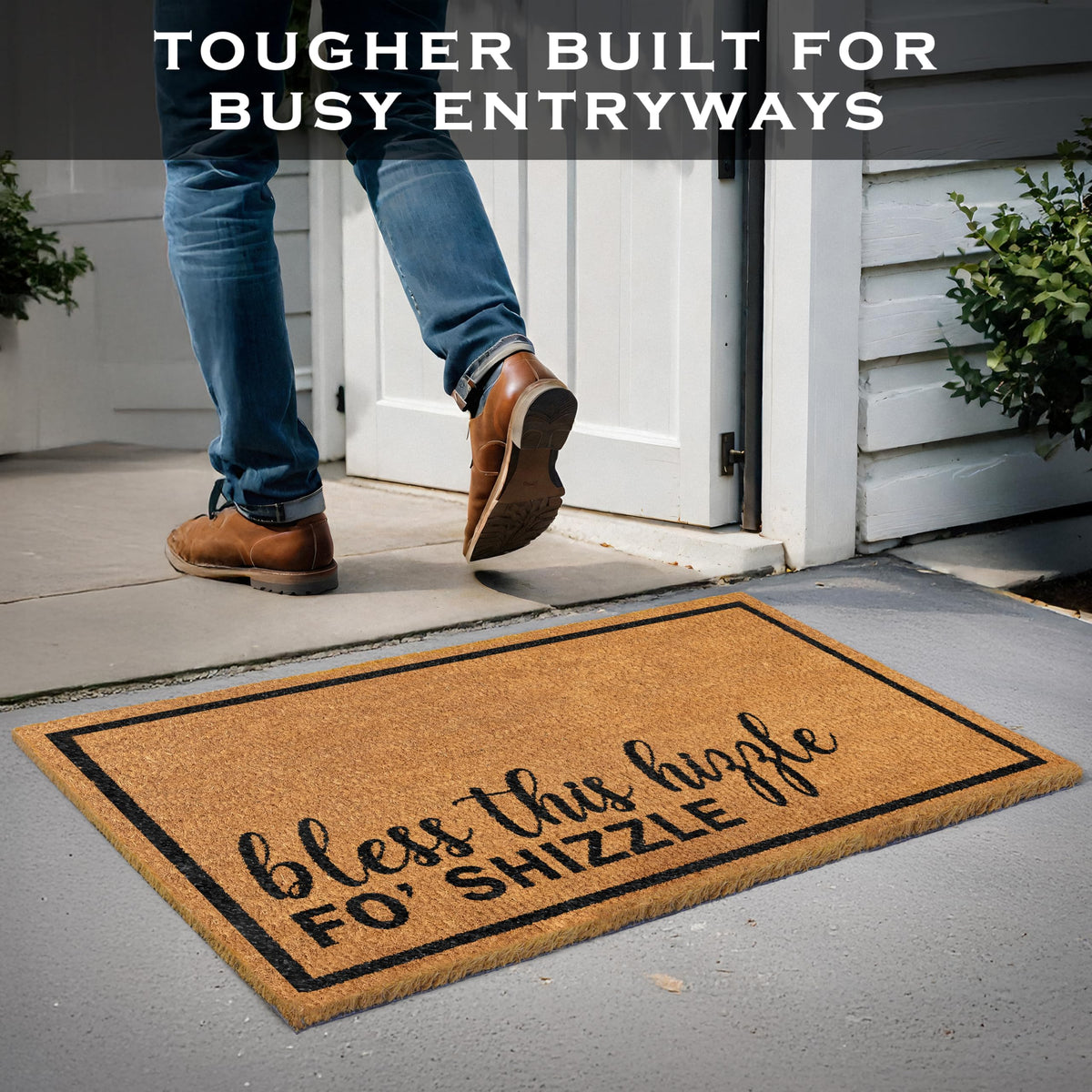 Coir fibers offer natural texture that traps dirt at thresholds