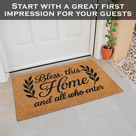 MAINEVENT Bless This Home Doormat fibers 0-6 inch for sturdy support.