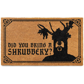 MAINEVENT Did You Bring a Shrubbery Monty door mat 30x17 greets guests with humorous charm.