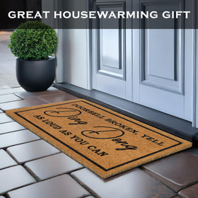 MAINEVENT ding-dong doormat boosts curb appeal without sacrificing function.