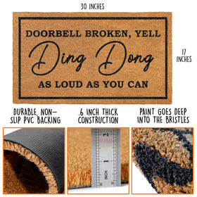 MAINEVENT ding-dong doormat non-slip backing keeps entryway secure.