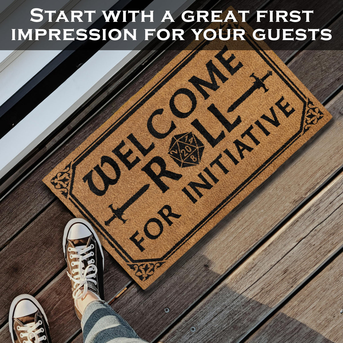 MAINEVENT DND entryway door mat for indoor/outdoor use, friendly first impression