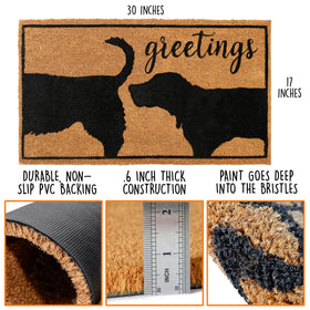 MAINEVENT Dog welcome mat for covered patio stays steady and cleans easily