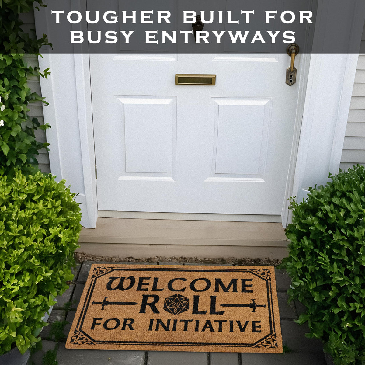 MAINEVENT Roll for Initiative door mat for covered outdoor area, gamer-themed welcome