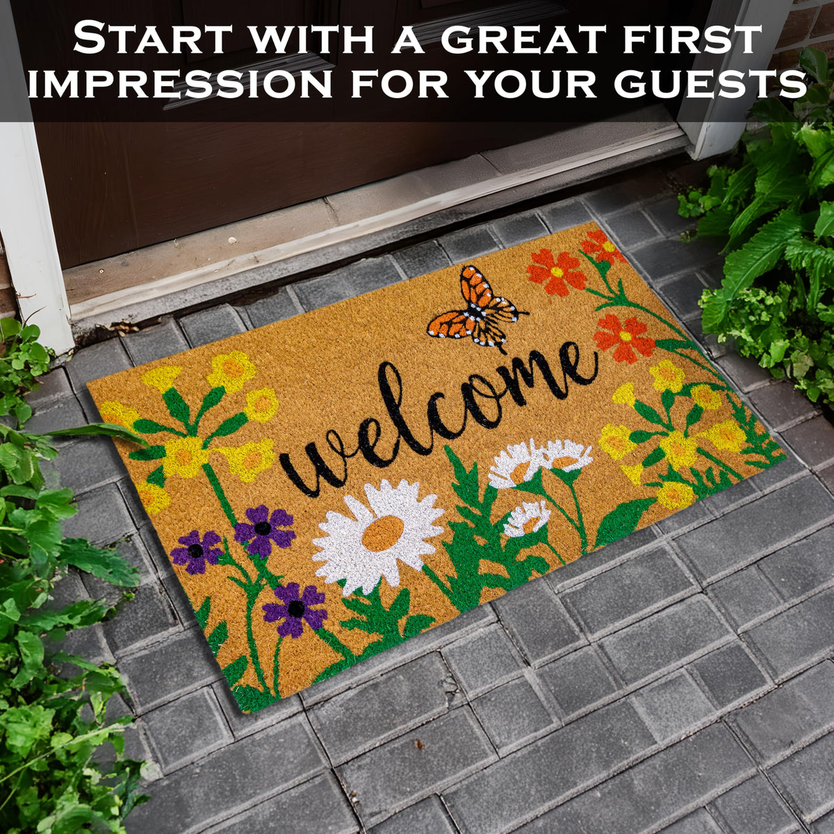 MAINEVENT eco-friendly flower door mat supports sustainable entryway décor.