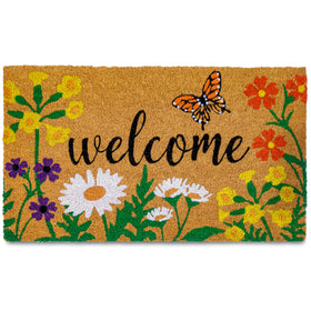 MAINEVENT floral door mat for front entrance enhances curb appeal while catching outdoor dirt.