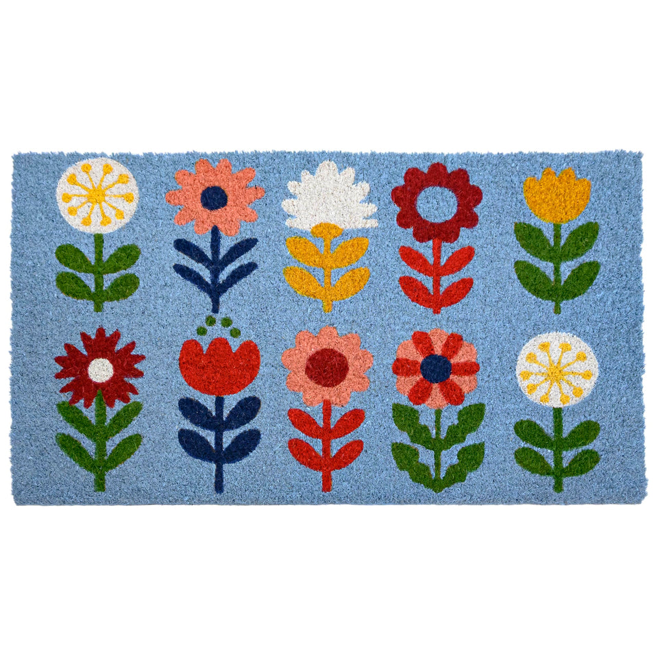 MAINEVENT Floral Doormat front door full view showcases inviting floral design.