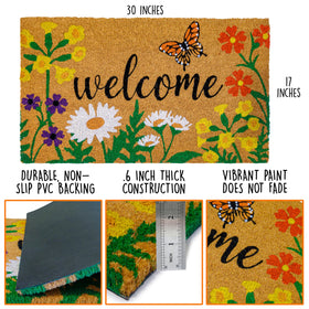 MAINEVENT floral doormat for outdoor patio keeps shoes cleaner at entry.