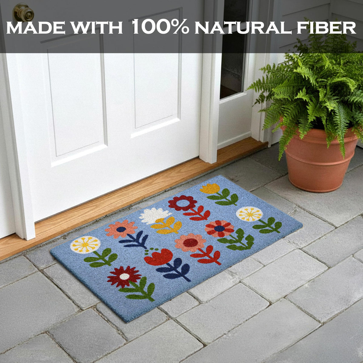 MAINEVENT Floral Doormat weatherproof design withstands seasonal exposure.