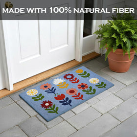 MAINEVENT Floral Doormat weatherproof design withstands seasonal exposure.