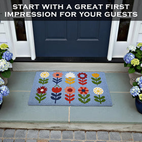 MAINEVENT Floral Doormat size 30x17 fits a generous welcome area.