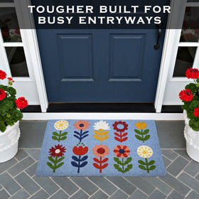 MAINEVENT Floral Doormat vibrant flower pattern highlights a cheerful entrance.