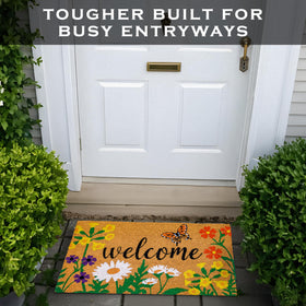 MAINEVENT flower welcome mat for porch adds cheerful color and durability.