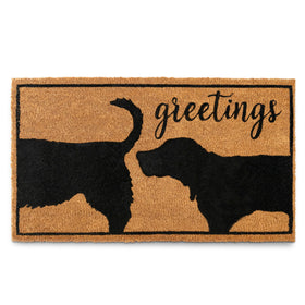 MAINEVENT Funny Dog Greetings Welcome Mat at the front door with durable, non-slip build