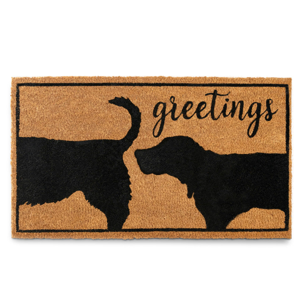 MAINEVENT Funny Dog Greetings Welcome Mat at the front door with durable, non-slip build