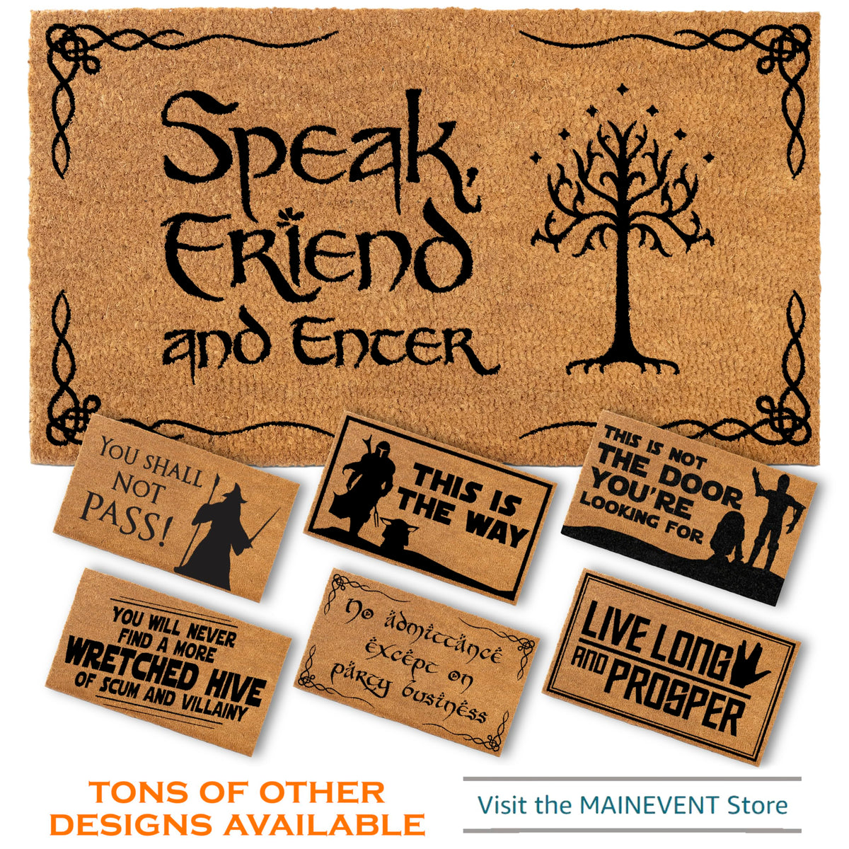 MAINEVENT Funny door mat with Speak Friend and Enter message for fans