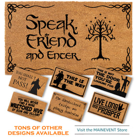 MAINEVENT Funny door mat with Speak Friend and Enter message for fans