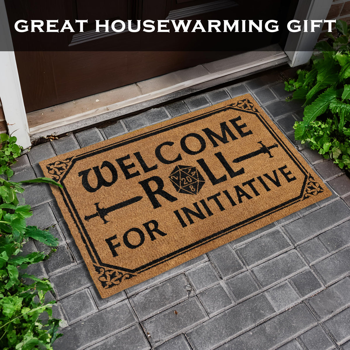 MAINEVENT Gaming-themed doormat for front porch, blends fantasy with home decor