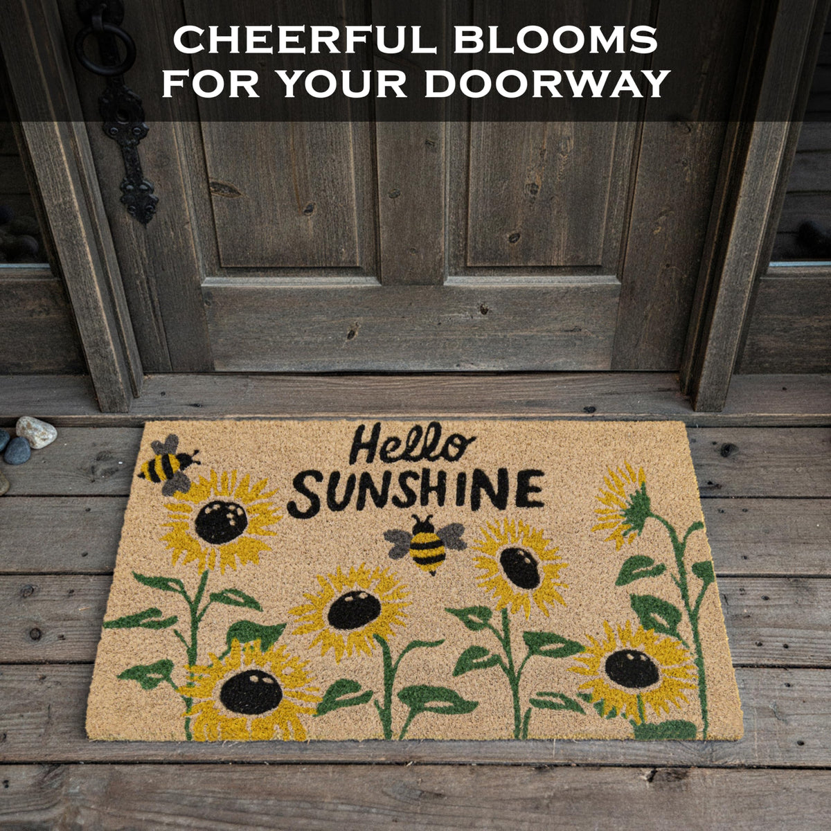 MAINEVENT Hello Sunshine Sunflower Welcome Mat dirt-trap focus demonstrates clean shoes entryway