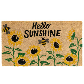 MAINEVENT Hello Sunshine Sunflower Welcome Mat front view adds cheerful curb appeal