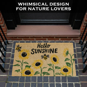 MAINEVENT Hello Sunshine Sunflower Welcome Mat spring-summer-decor enhances porch or foyer charm