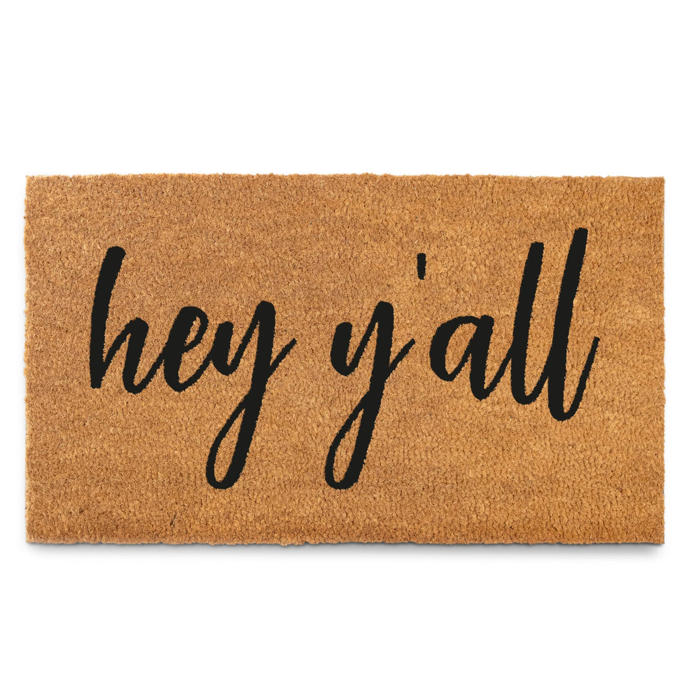 MAINEVENT Hey Y'all coir 30x17 front door mat for durable outdoor entry.