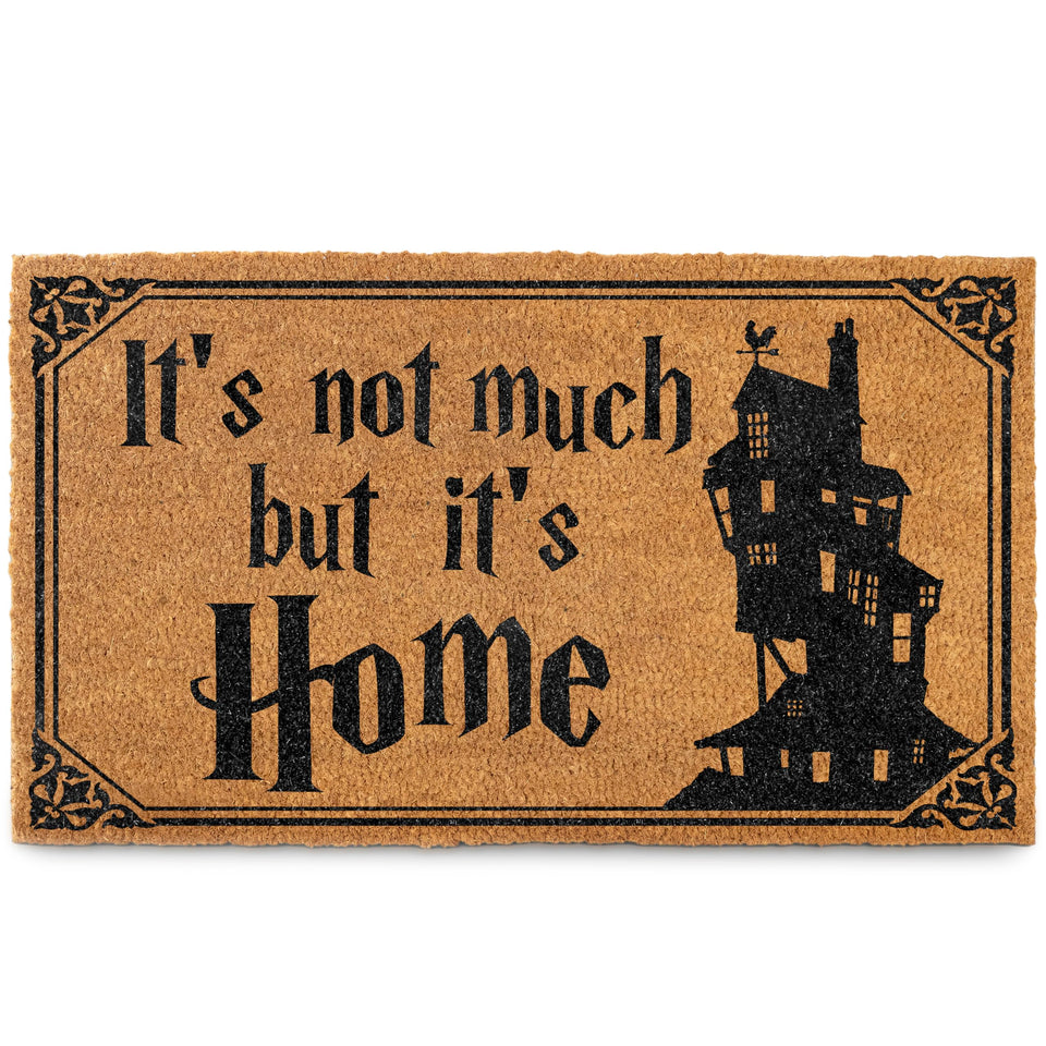 MAINEVENT It's Not Much but It's Home door mat view with wizarding design inviting guests with geeky charm