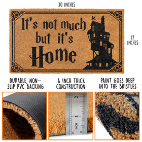 MAINEVENT It's Not Much but It's Home door mat close-up fiber detail signals durable, medium-pile texture
