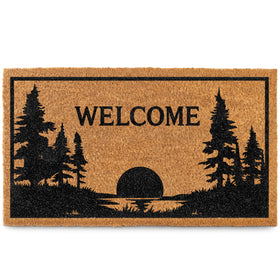 MAINEVENT lake-house-cabin-door-mat 30x17 showing fade-resistant color at lake entry