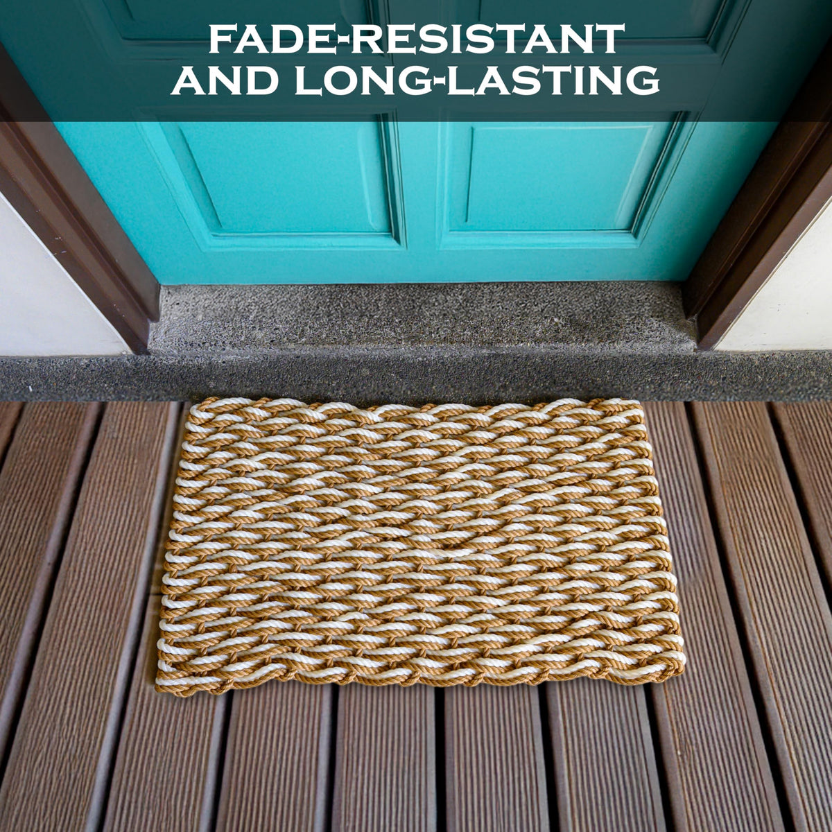 MAINEVENT Lobster rope mat sand 30x17-anti-fade-color shows fade resistance.