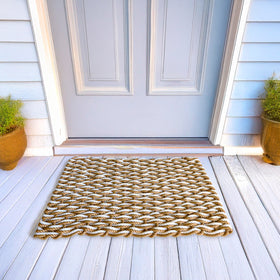 MAINEVENT Lobster rope mat sand 30x17-coastal-welcome welcomes guests.