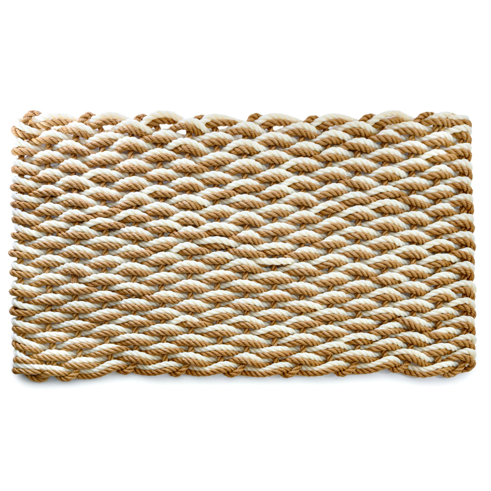 MAINEVENT Lobster rope mat sand 30x17-front door protects entry with coastal charm.