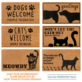 MAINEVENT Meowdy Doormat black cat illustration adds playful curb appeal