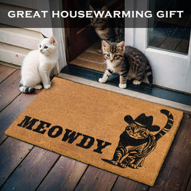 MAINEVENT Meowdy Doormat close-up of natural coir fibers for sturdy performance