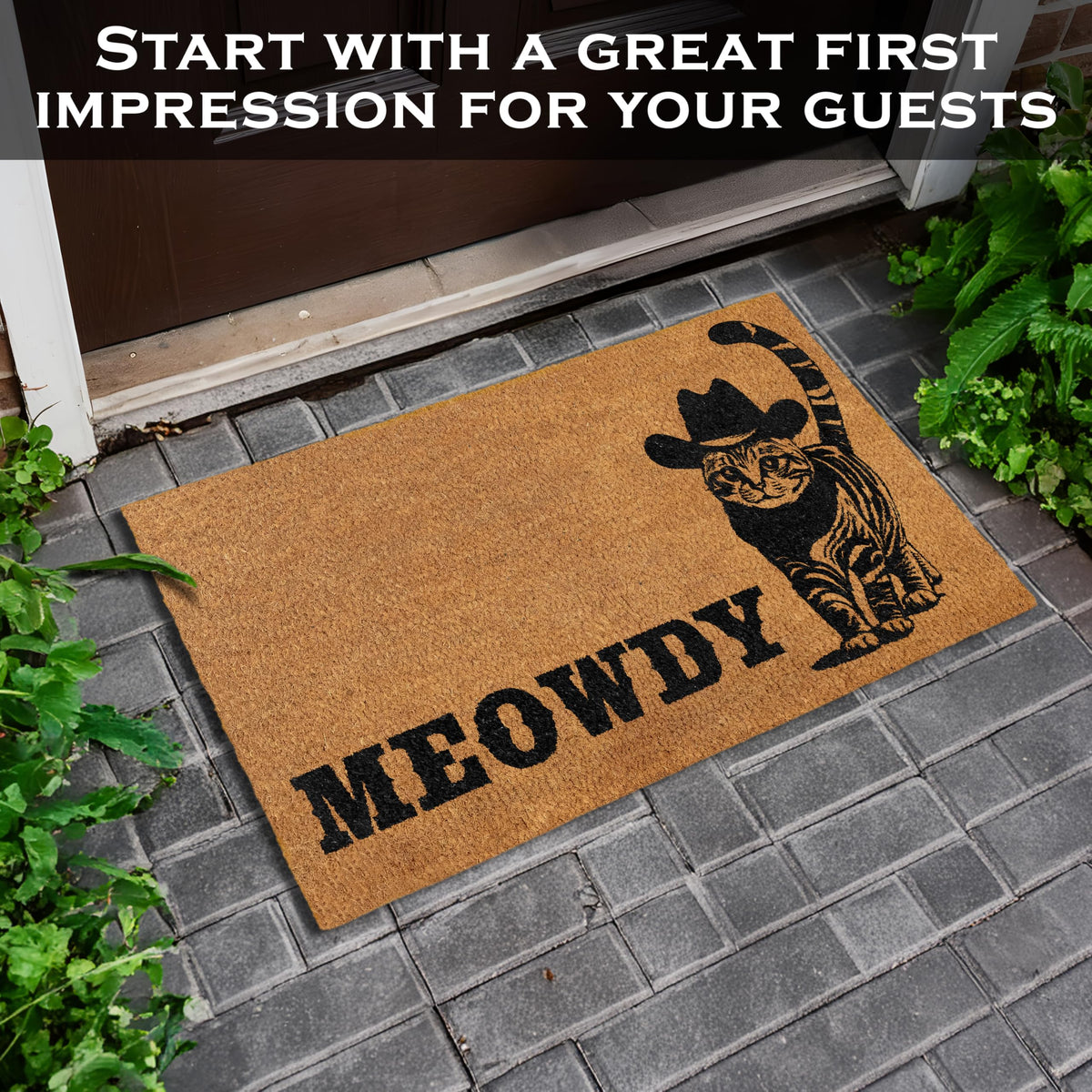 MAINEVENT Meowdy Doormat doorstep-ready entry for cat lovers