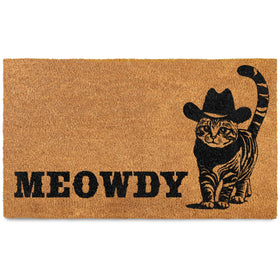 MAINEVENT Meowdy Doormat front view with bold cat design for covered entrances