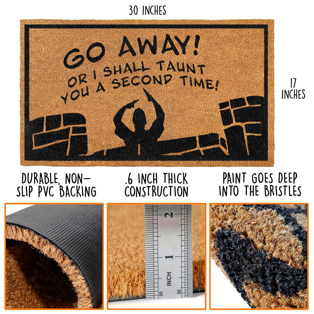 MAINEVENT monty-doormat-holy-grail adds geeky charm and a protective welcome for covered spaces.