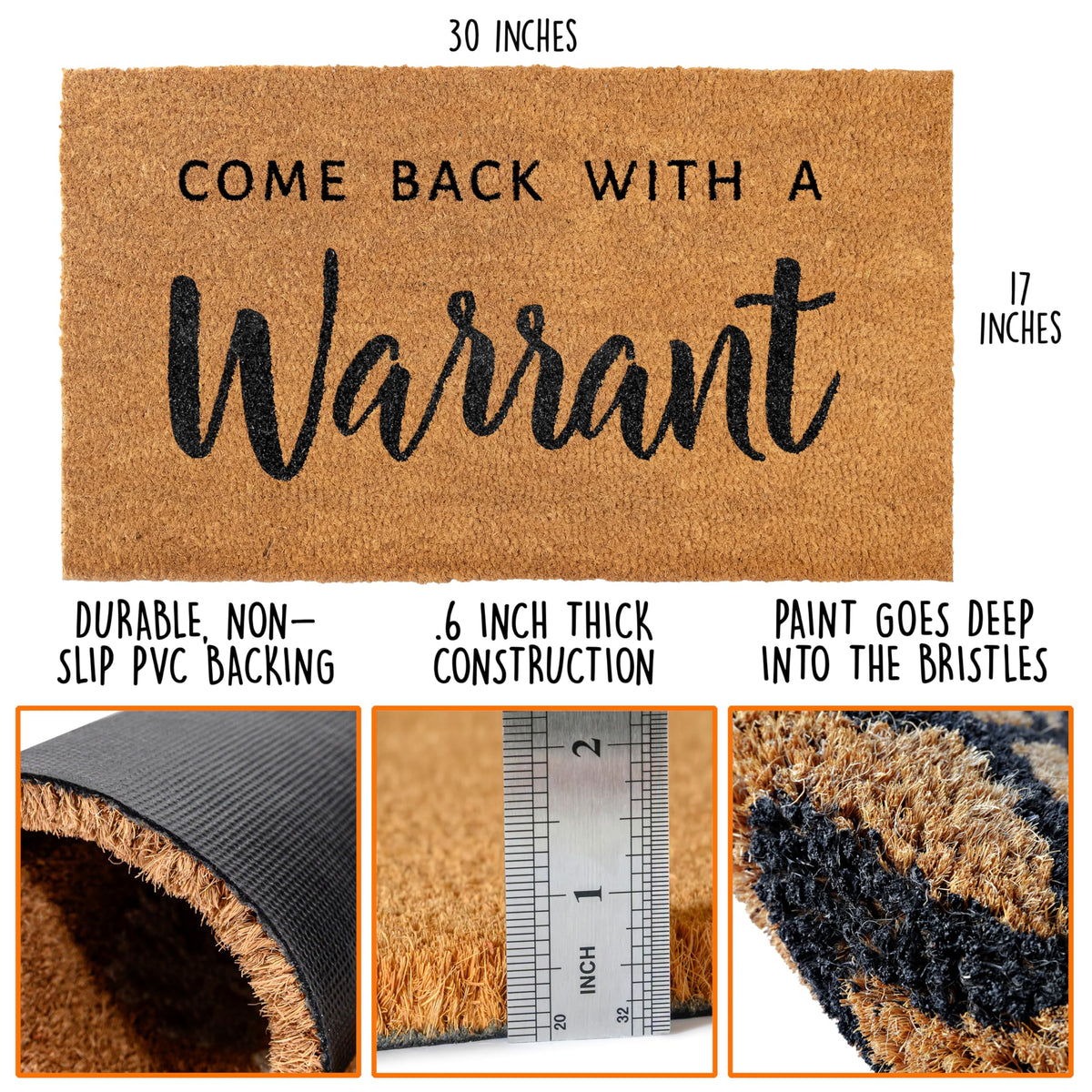 MAINEVENT non-slip PVC backing doormat keeps entryway secure and in place