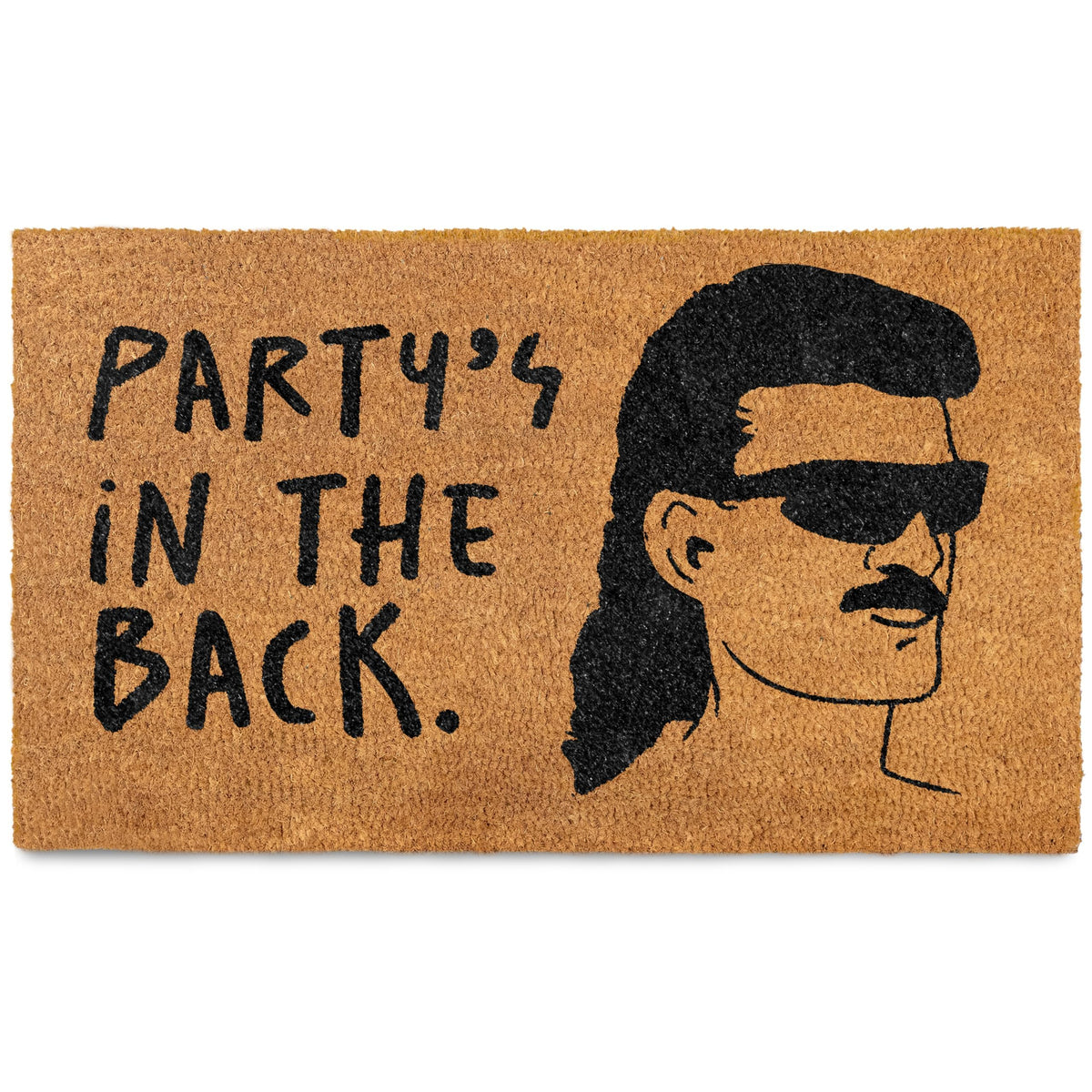 MAINEVENT Partys in the Back Door Mat closeup with durable coir for year‑round use.