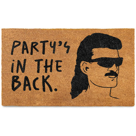 MAINEVENT Partys in the Back Door Mat closeup with durable coir for year‑round use.