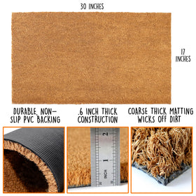 MAINEVENT plain coir doormat 30x17 inch, top view, blank canvas for customization.