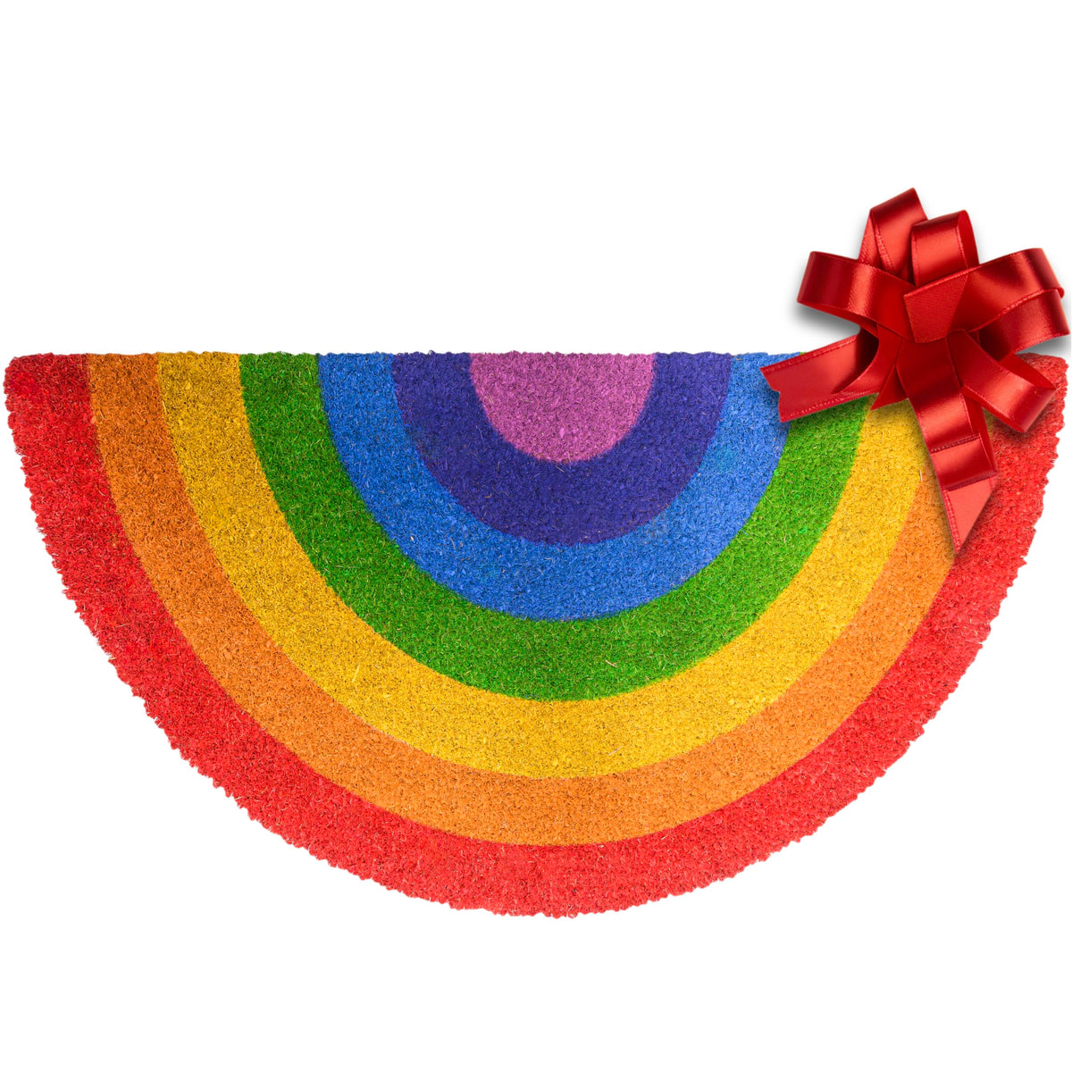 MAINEVENT Durable rainbow outdoor rug elevates your entrance.