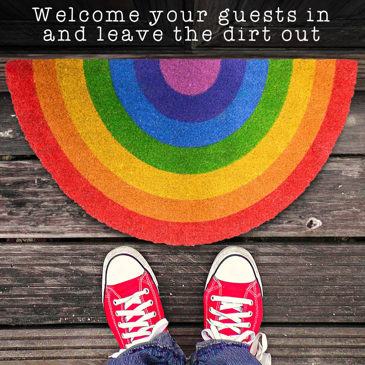 MAINEVENT USA-made rainbow door mat uses high-quality materials.