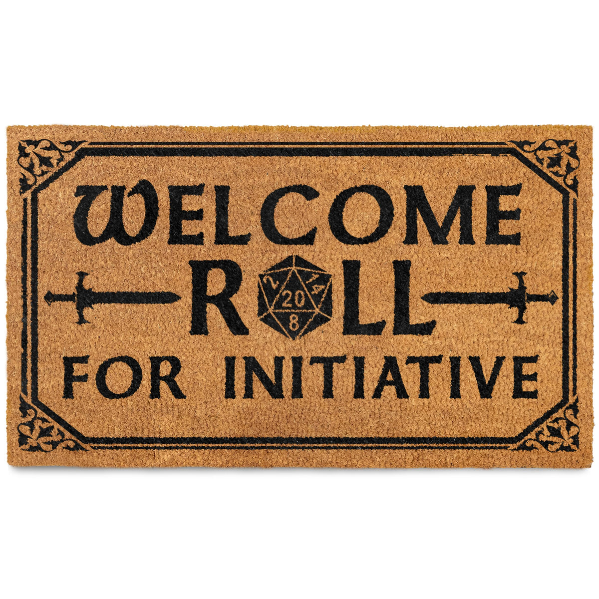 MAINEVENT Roll for Initiative outdoor door mat at entrance, keeps dirt outside with bold D&D styling