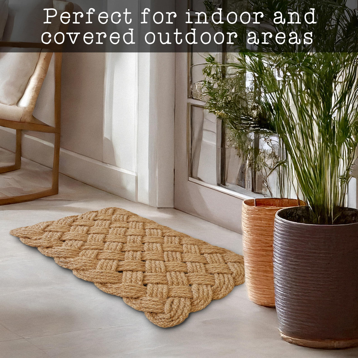 MAINEVENT rope doormat braided pattern highlights sturdy construction for high-traffic doors.