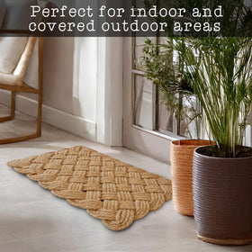 MAINEVENT rope doormat braided pattern highlights sturdy construction for high-traffic doors.