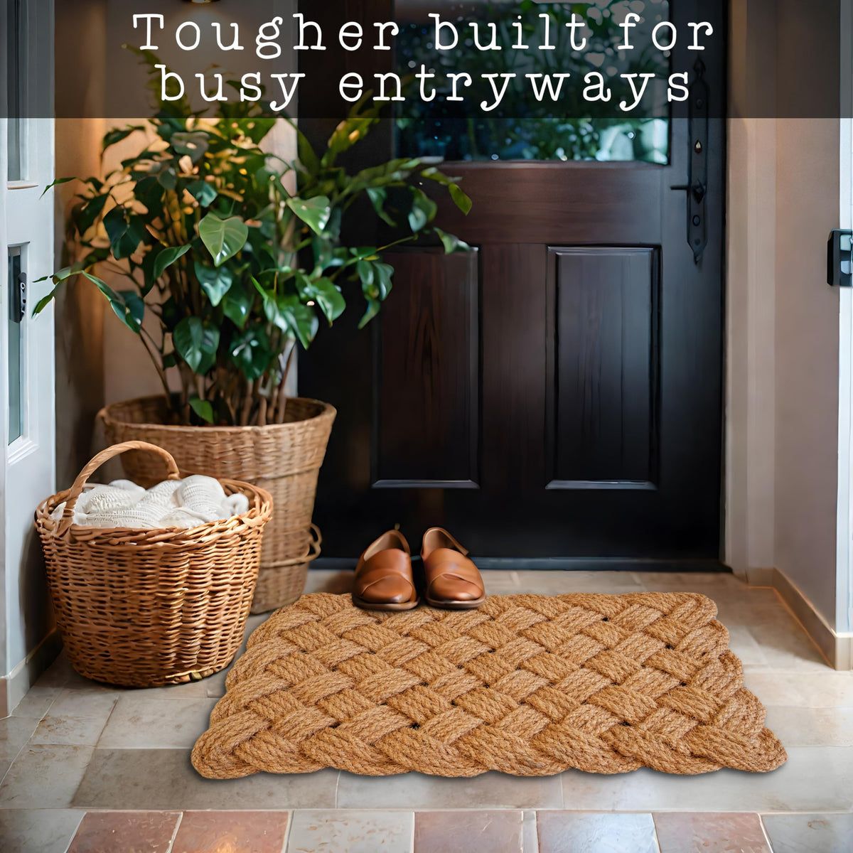 MAINEVENT rope doormat nautical design features coastal style with practical appeal.