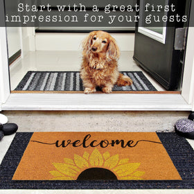MAINEVENT durable coco mat catches dirt at threshold and adds sunshine